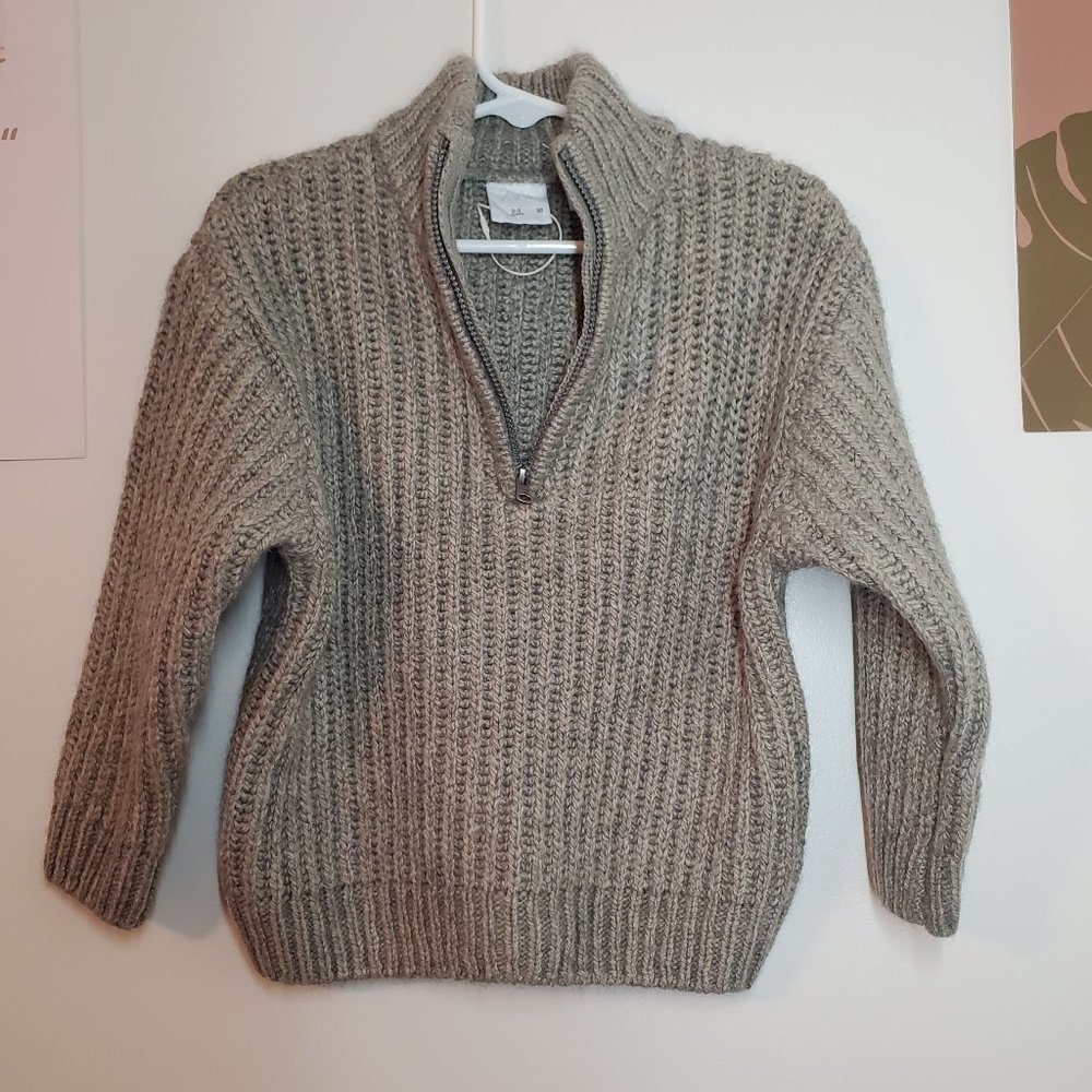Zara Boys Pullover Sweater Gray 1/4 Zip Size 2-3 Toddler Kids Dressy Sweater